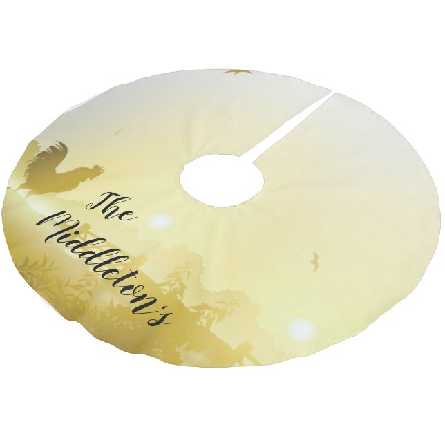 Personalized Tree Skirt Sunny Morning Farm Country (Angled)