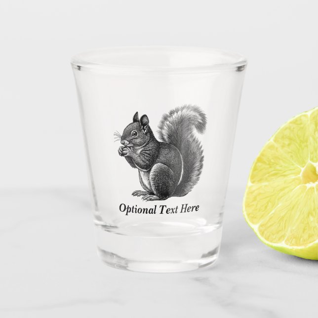 Personalized Tree Squirrel Shot Glass (Front)