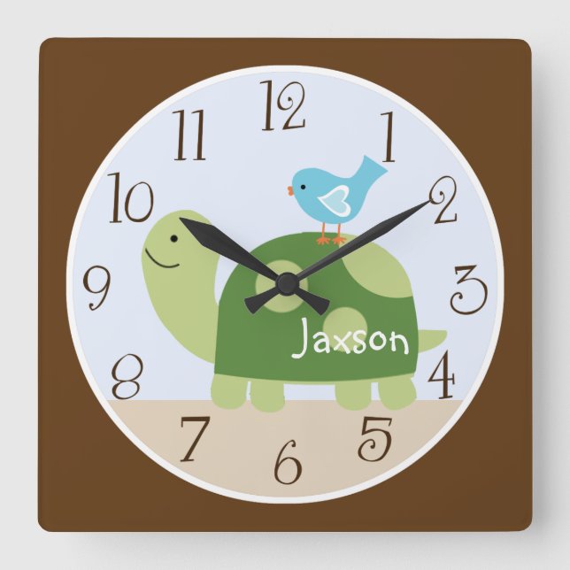 Personalized "Tree Tops Turtle/Forest" Clock (Front)