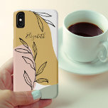 Personalized Trendy Abstract Shapes Case-Mate iPhone Case<br><div class="desc">Personalized phone case with trendy abstract shapes and elegant botanical line drawings. The design has a colour palette of ochre yellow, blush peach and green. The template is set up for you to add your name in pretty script typography. Designed to fit iPhone XS Max case but will also fit...</div>