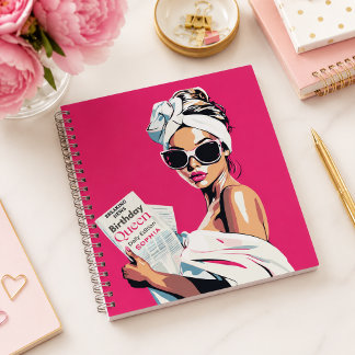 Personalized Trendy Birthday Queen Notebook