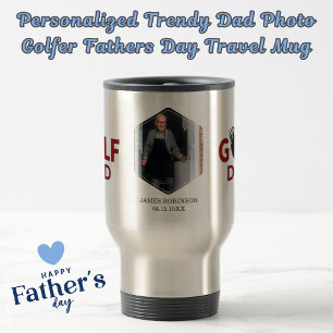 Personalized Trendy Dad Photo Golfer Fathers Day Travel Mug