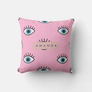 Personalized Trendy Evil Eye Pop Art Pattern Throw Pillow