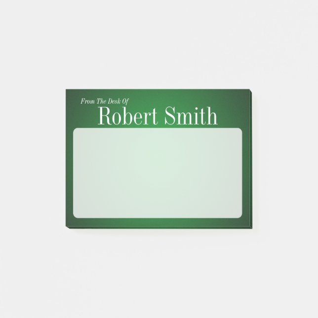 Personalized Trendy Green and Black Grainy Post-it Notes (Front)