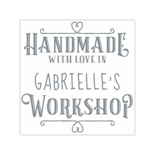 Personalized Trendy Handmade with Love in Workshop Self-inking Stamp