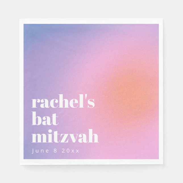Personalized Trendy Lavender Purple Bat Mitzvah Napkin (Front)