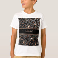 Personalized Trendy Leopard Black Gold Glitter    