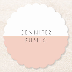 Personalized Trendy Modern Elegant Simple Template Paper Coaster