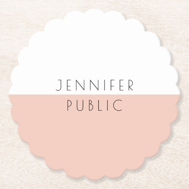 Personalized Trendy Modern Elegant Simple Template Paper Coaster (Front)