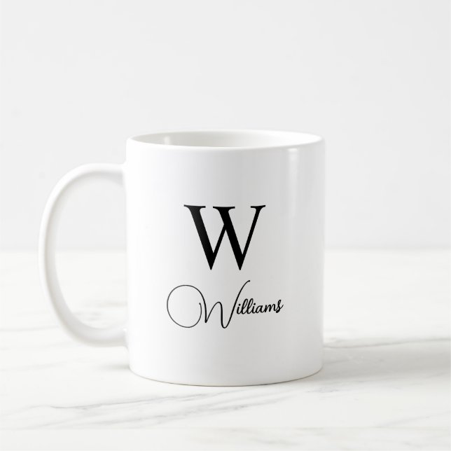 Personalized Trendy Monogram Modern Letter and nam Coffee Mug (Left)