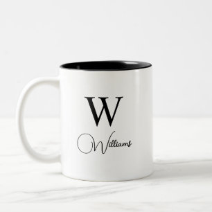 Personalized Trendy Monogram Modern Letter and nam Two-Tone Coffee Mug