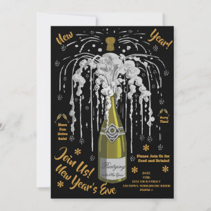 Personalized Trendy New Year's Party Invitations