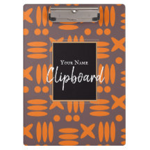 Personalized Trendy Orange Blue Modern Clipboard