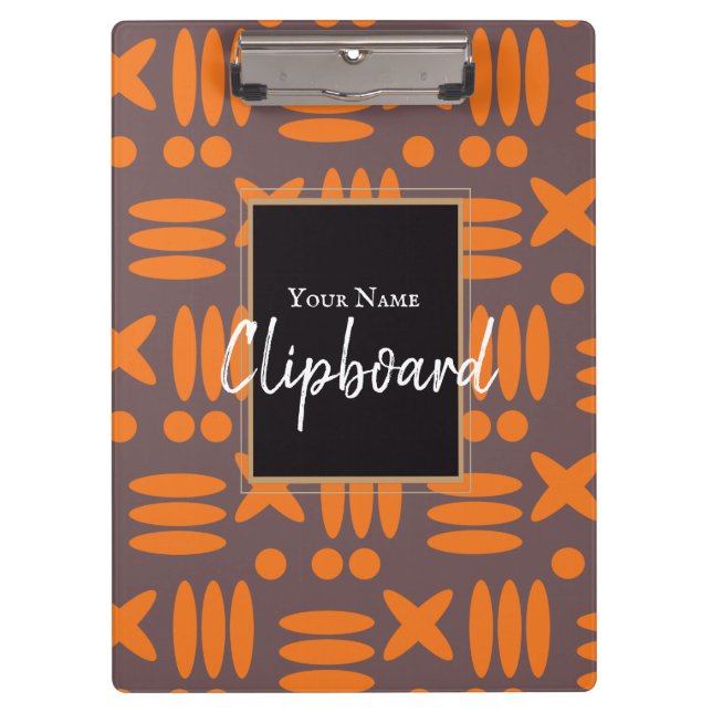 Personalized Trendy Orange Blue Modern Clipboard (Front)
