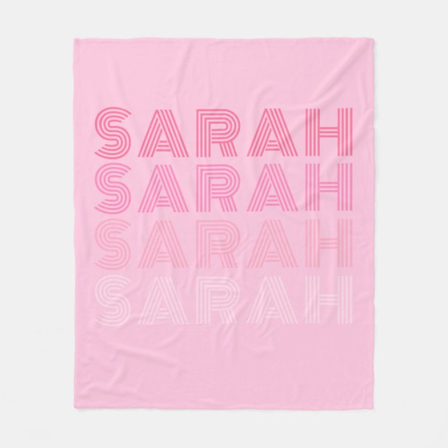 Personalized Trendy Pink Monogram Fleece Blanket (Front)