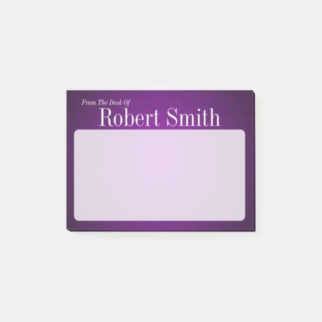 Personalized Trendy Purple and Black Grainy Post-it Notes (Front)