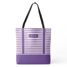 Personalized Trendy Purple And White Stripes 