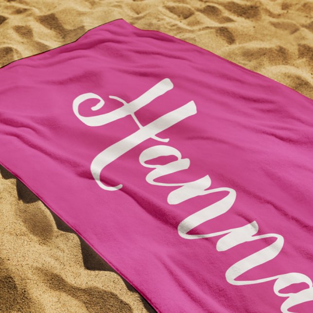 Personalized Trendy Script Custom Name Cool Fun Beach Towel (Creator Uploaded)