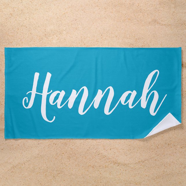 Personalized Trendy Script Custom Name Cool Fun Beach Towel (Creator Uploaded)