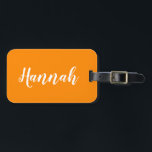 Personalized Trendy Script Custom Name Cool Fun Lu Luggage Tag<br><div class="desc">Personalize this fun,  trendy script calligraphy luggage tag with your name! This is the bright orange version. Great for your summer vacation,  bachelorette parties,  kids' summer camp,  or spring break!</div>