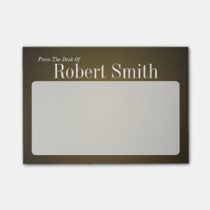 Personalized Trendy Tan and Black Grainy Post-it Notes