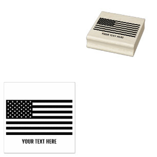 Personalized Trendy USA Flag  Rubber Stamp