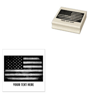Personalized Trendy USA Flag  Rubber Stamp