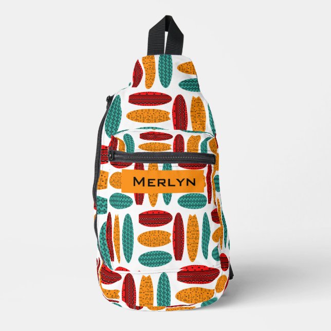 Personalized tribal art Surfing boards pattern  Sling Bag (Front)