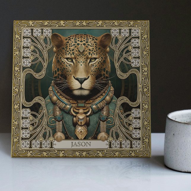 Personalized Tribal Jaguar Spirit Altarpiece Tile (Creator Uploaded)