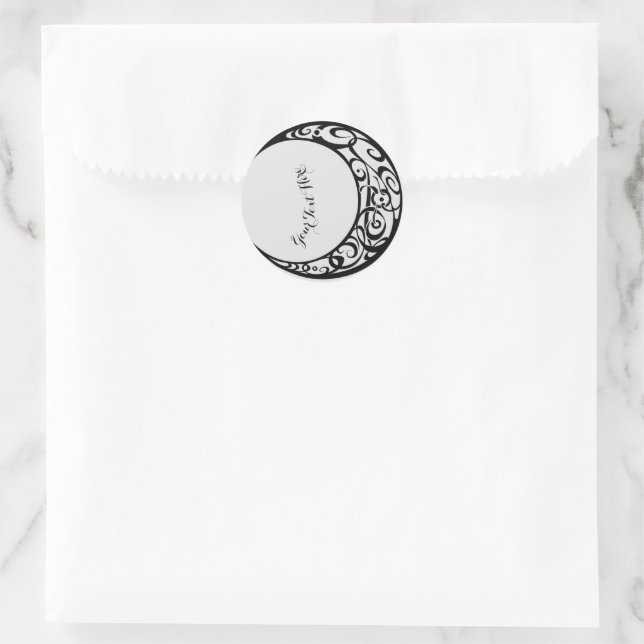 Personalized Tribal Moon Symbol Classic Round Sticker (Bag)