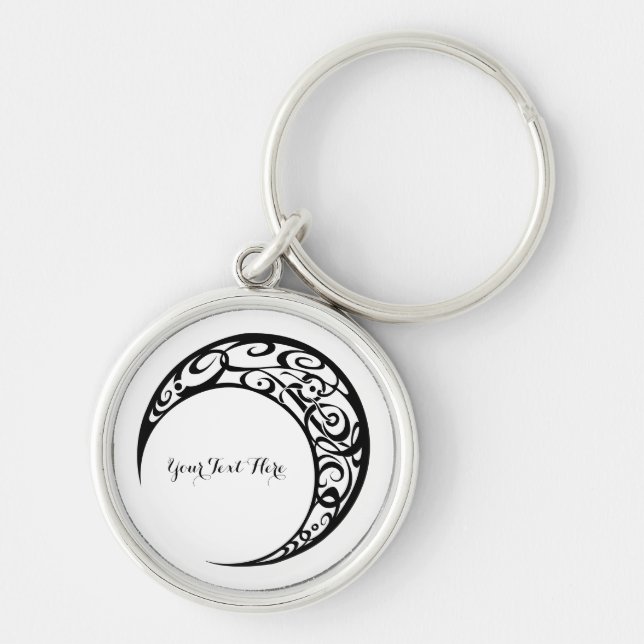 Personalized Tribal Moon Symbol Keychain (Front)