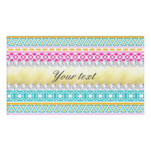 Personalized Tribal Pattern and Diamonds Name Tag
