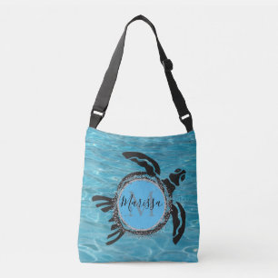 Personalized Tribal Spiral Sea Turtle In Water Crossbody Bag