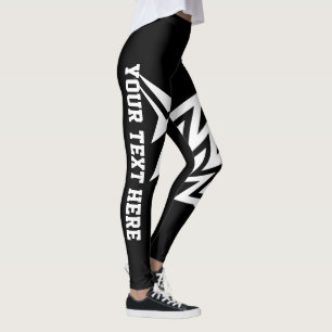 Personalized Tribal Star Design Black and White Leggings