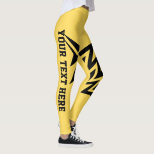 Personalized Tribal Star Design Mustard Yellow Leggings