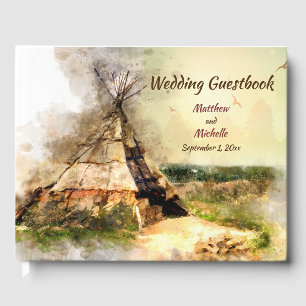Personalized Tribal Teepee Watercolor Tipi Wedding Guest Book