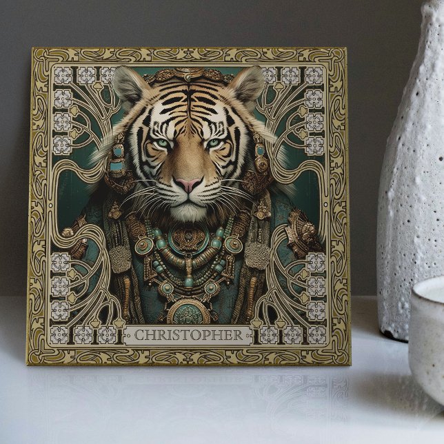 Personalized Tribal Tiger Spirit Portrait Tile (Creator Uploaded)