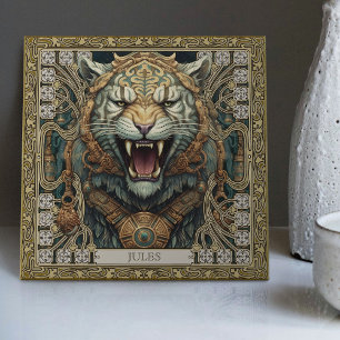 Personalized Tribal Tiger Spirit Portrait Tile