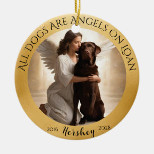 Personalized Tribute Chocolate Lab Photo Angel  Ceramic Ornament