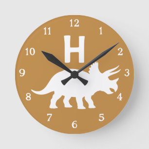 Personalized Triceratops Kids Wall Clock Neutral