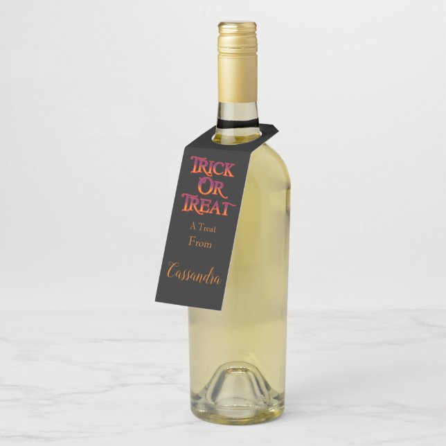 Personalized Trick or Treat Bottle Tag (Angled)