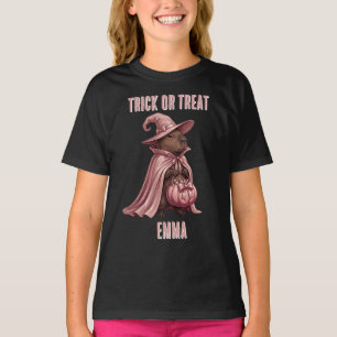 Personalized Trick or Treat Capybara Witch Cape T-Shirt