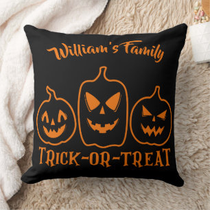 Personalized Trick or Treat Halloween Throw Pillow
