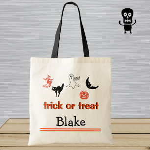 Personalized Trick or Treat Halloween Tote Bag
