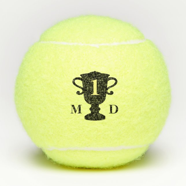 Personalized trophy cup custom monogram set of tennis balls (Front)
