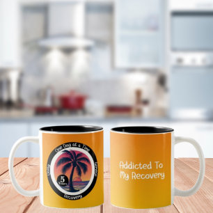 Personalized Tropical 12-Step Anniversary Chip Two-Tone Coffee Mug