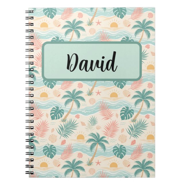 Personalized Tropical Beach Notebook (Front)