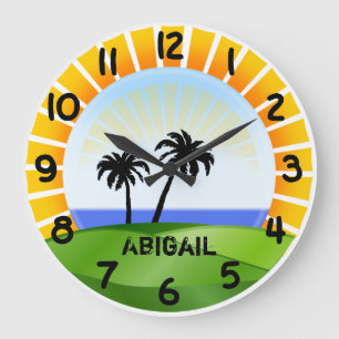 Personalized Tropical Beach Wall Clock