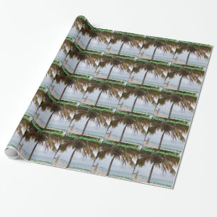 Personalized Tropical Christmas Beach Palm Tree Wrapping Paper