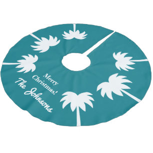 Personalized tropical Christmas palm trees Holiday Brushed Polyester Tree Skirt